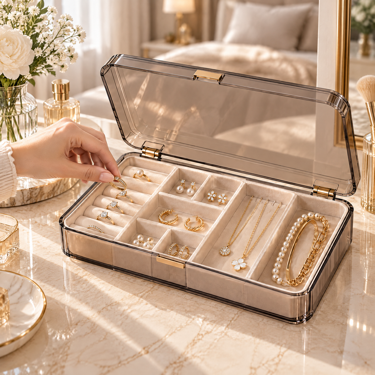 Melvariq™ Clear-Lid Jewelry Organizer Box