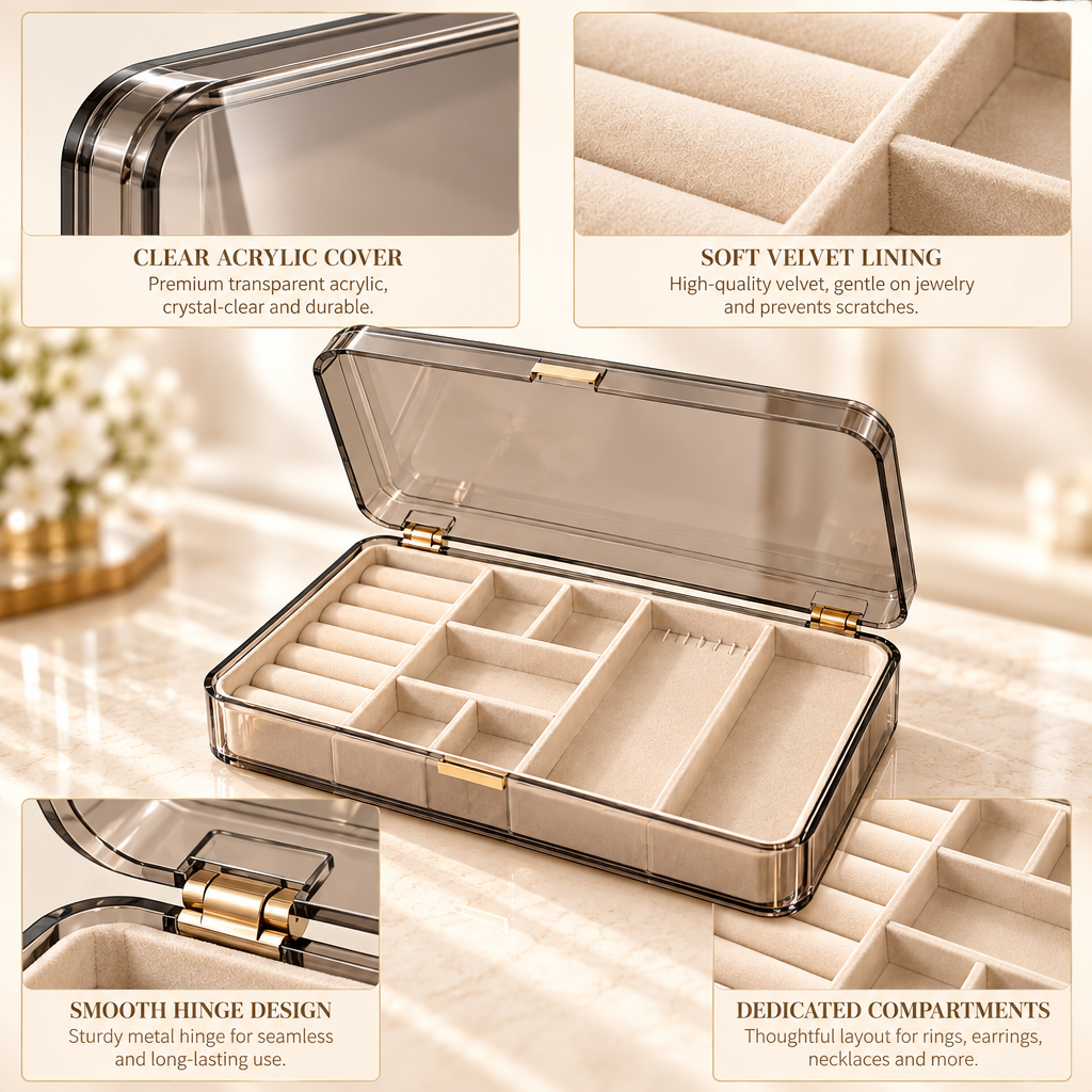 Melvariq™ Clear-Lid Jewelry Organizer Box