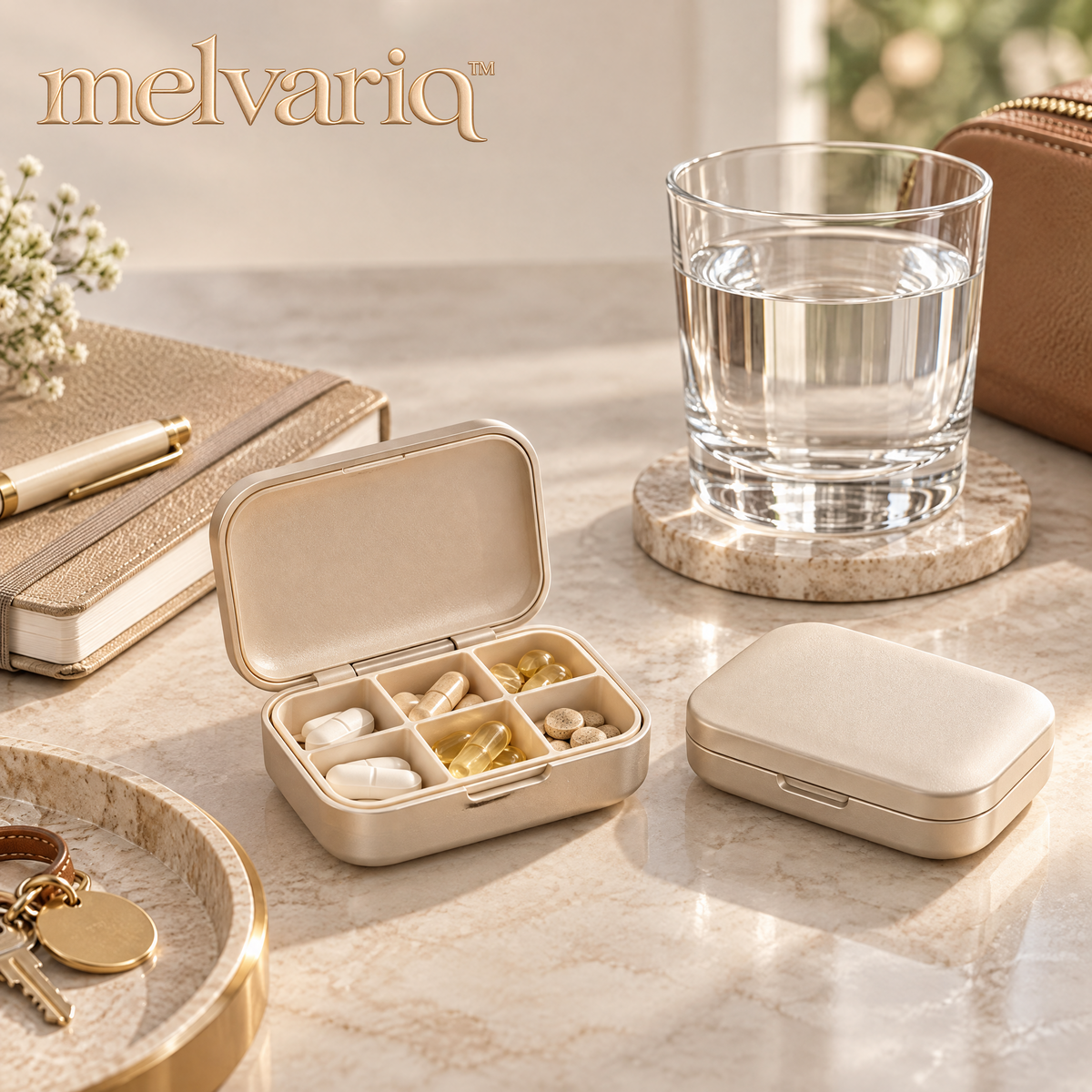 Melvariq™ Compact Travel Pill Organizer Case
