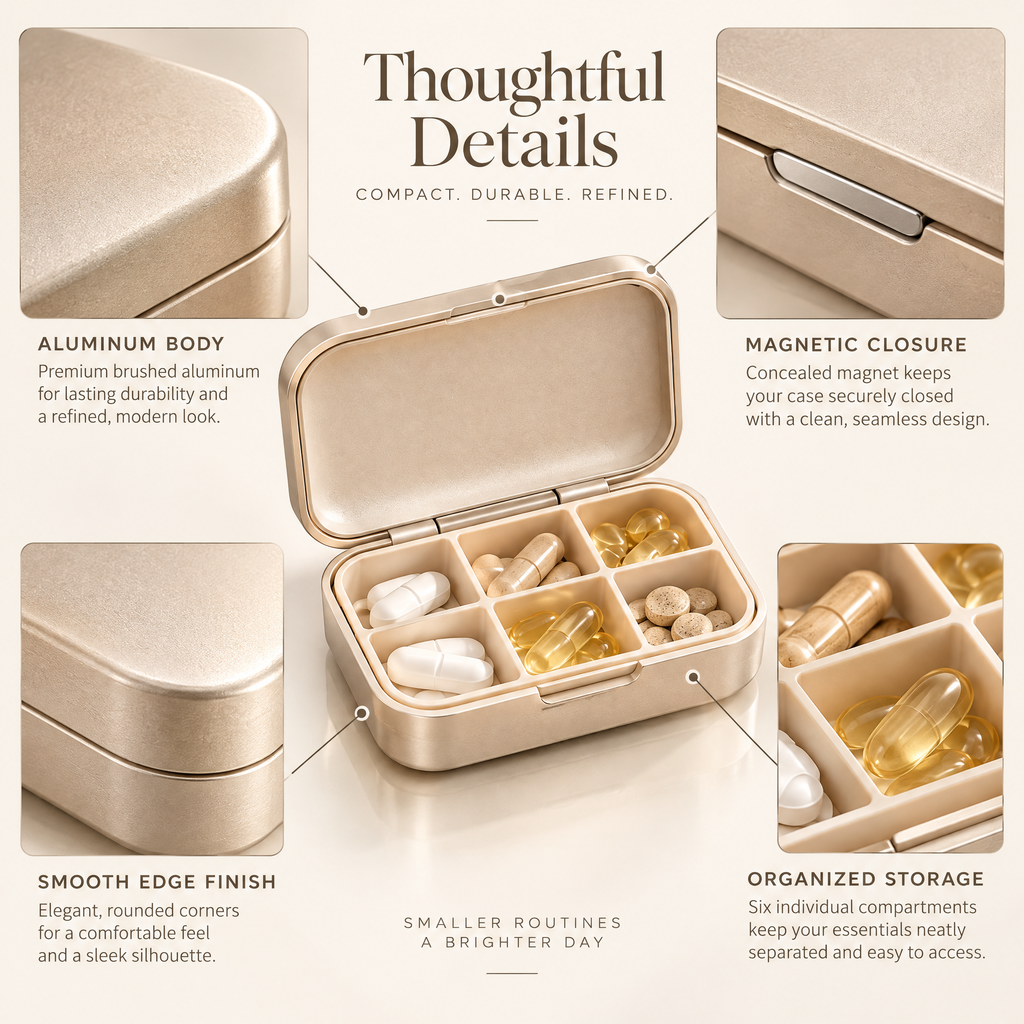 Melvariq™ Compact Travel Pill Organizer Case