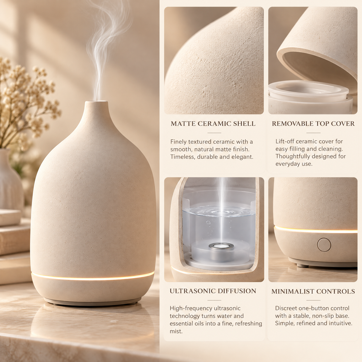 Melvariq™ Ceramic-Style Essential Oil Diffuser