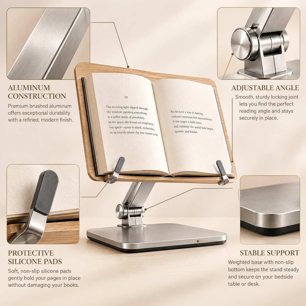 Melvariq™ Adjustable Wooden Book Stand