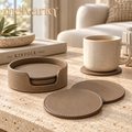 Melvariq™ Leather-Style Coaster Set with Holder