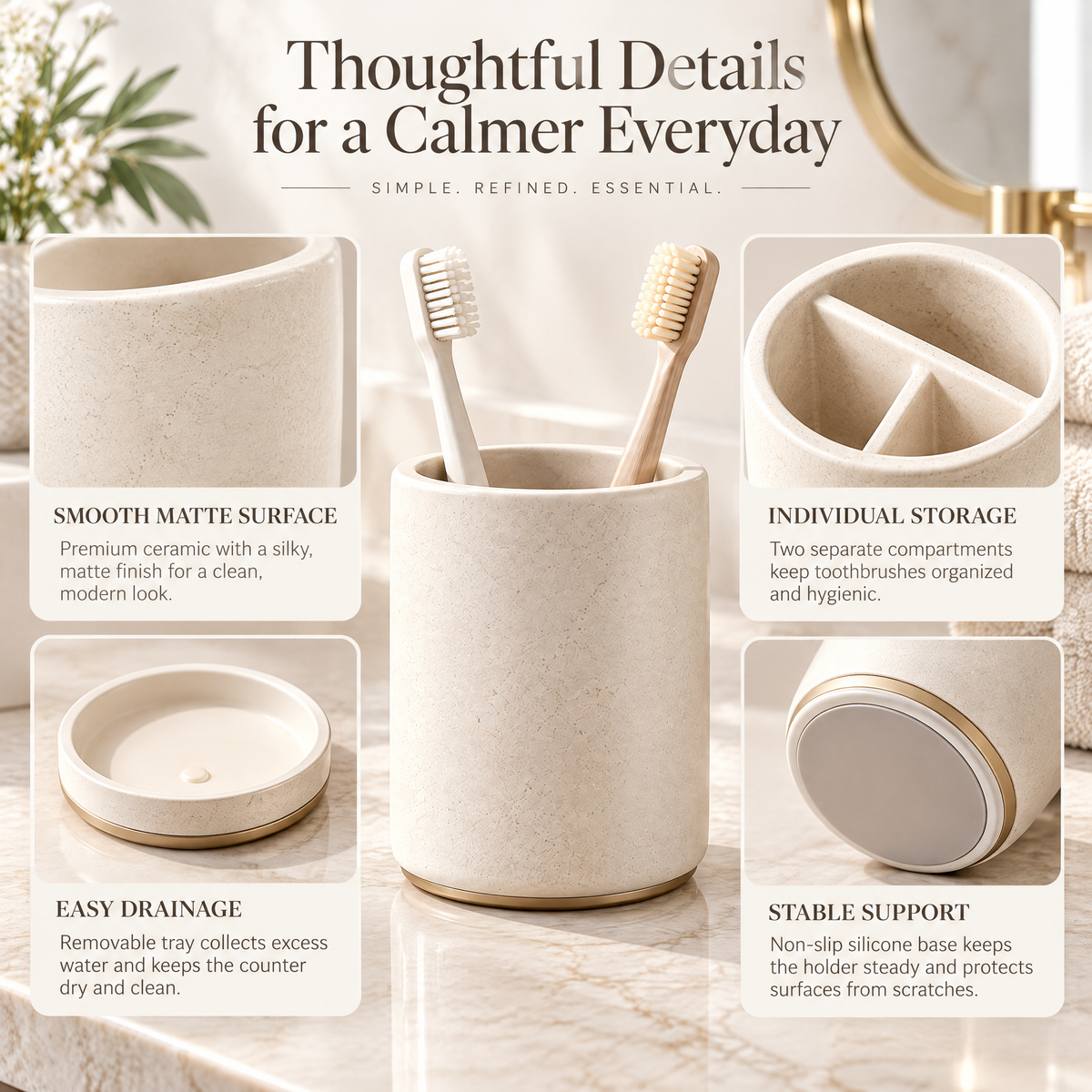 Melvariq™ Minimalist Toothbrush Holder Cup