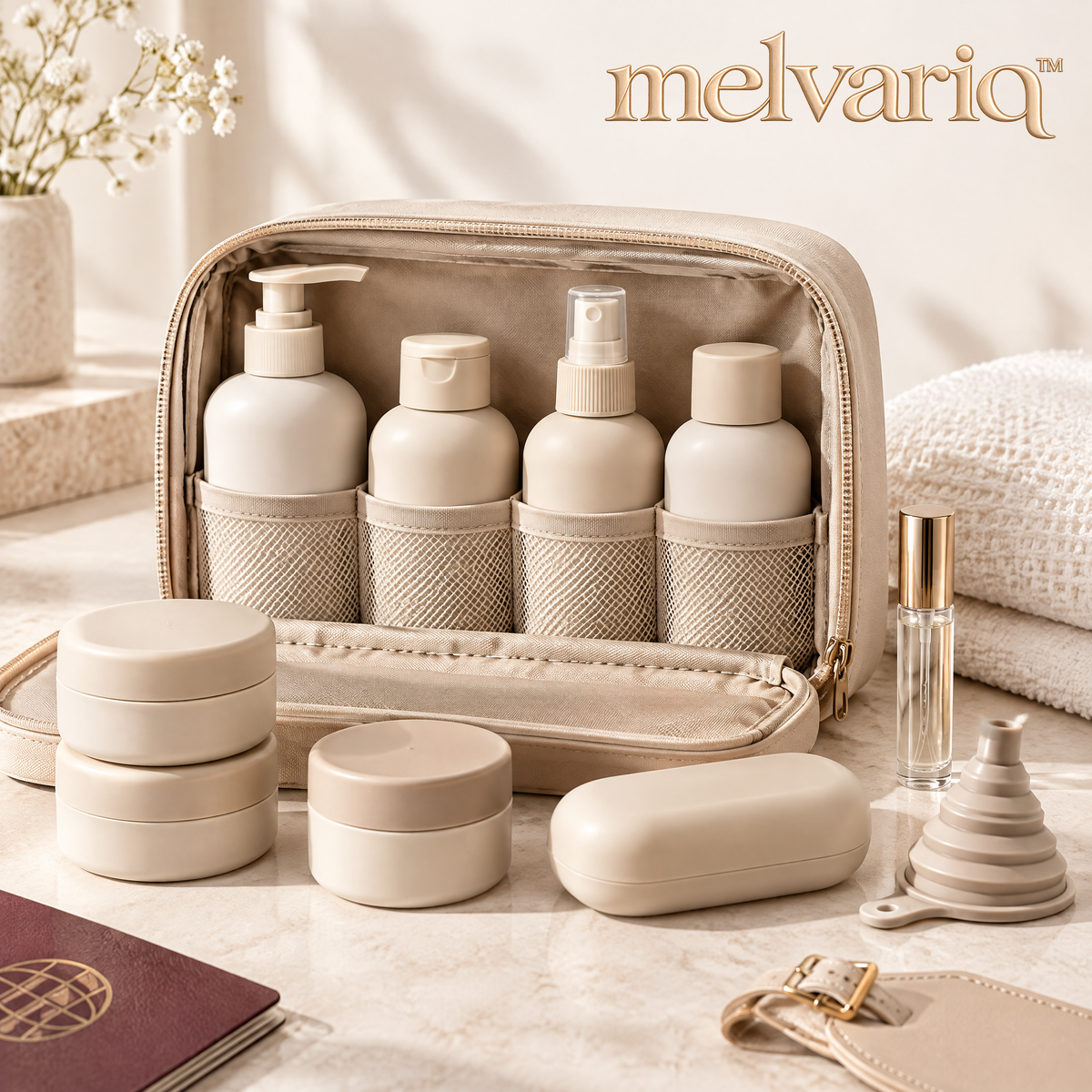Melvariq™ Refillable Travel Toiletry Bottle Set